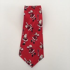 Christmas Santa Holiday Sportsman Tie Fishing Golf Tennis  Red